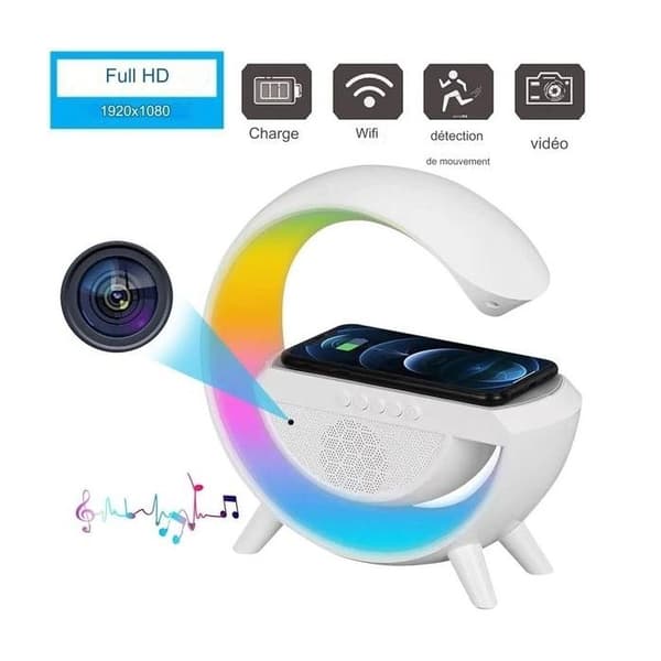Spy Camera Lamp - WIFI - 4K - Induction Charger - Bluetooth Speaker - HD 1080P