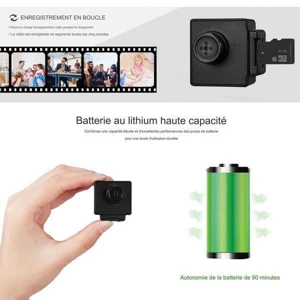 Spy Camera - Trådlös - HD 1080P - Fjärrkontroll - Uppladdningsbart Batteri - Svart
