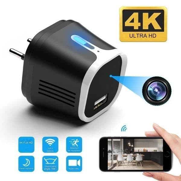 USB-laddare - Spion - 4K - Nattvision - Rörelsedetektor - Wifi
