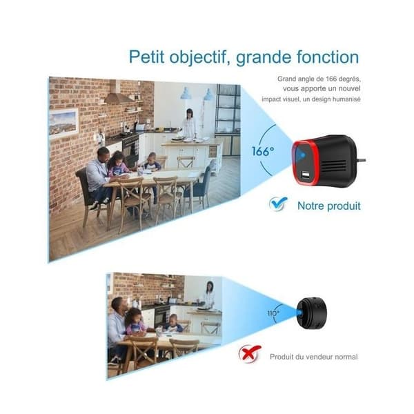 USB-laddare - Spionkamera - 4K - WiFi - Infraröd - Svart och Röd