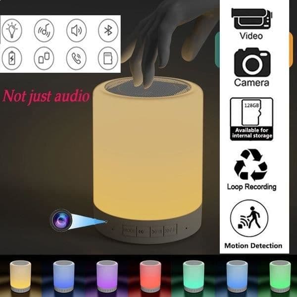 WIFI HD spionkamera med Bluetooth-högtalare och lampa