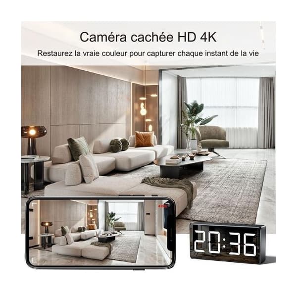 Väckarklocka Spionkamera - Ej specificerad - 4K - Wi-Fi - Infraröd Vision - Rörelsedetektion