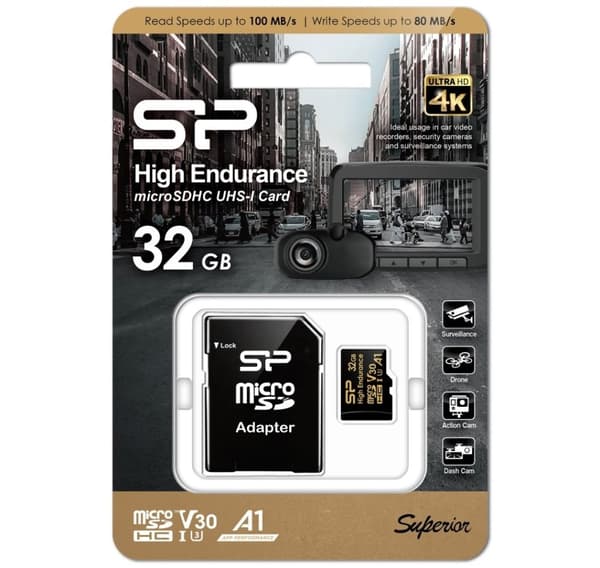 Silicon Power minneskort microSDHC 32GB High Endurance + adapter