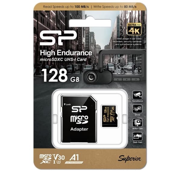 Silicon Power hukommelseskort microSDXC 128GB High Endurance + adapter