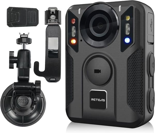 Retevis RT79 kroppskamera, 128G GPS-kamera, 2K/4K, 2400 mAh, USB-C, bilsugkopp, bärbar trådlös ljudvideoinspelare