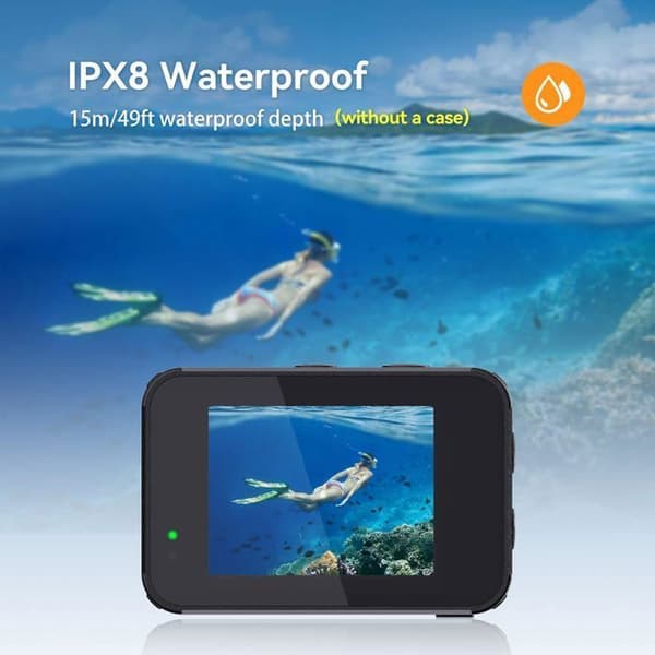 Svbony Act20 vattentät WiFi actionkamera, dubbel IPS-skärm, 2" pekskärm, 4K 60FPS 20MP, EIS-stabilisering, kamera för dykning