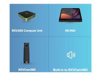AudioCodes RXV200-B360, Gruppevideokonferansesystem, 4K Ultra HD, 30 fps, 360°, Android, Sort