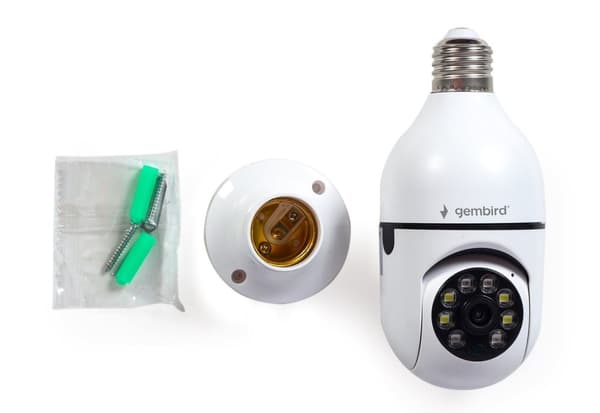 Gembird Slimme wifi-kamera 1080p drejeligt E27 Draaifitting kan i en lampe-tilslutning.