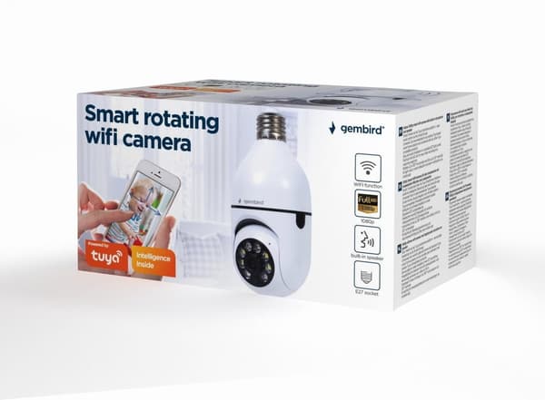 Gembird Slimme wifi-kamera 1080p drejeligt E27 Draaifitting kan i en lampe-tilslutning.