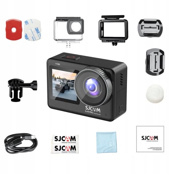 SJCAM SJ10 PRO DUAL SCREEN 4K 60 FPS URHEILUKAMERA musta