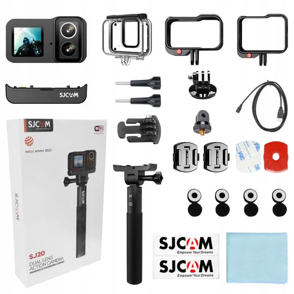 SJCAM SJ20 sportkamera + batterifäste för 4K DUAL LENS PL-kamera