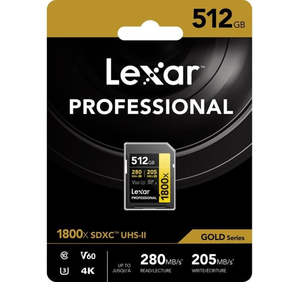 Lexar minneskort SDXC 512GB Professional 1800x UHS-II U3 V60