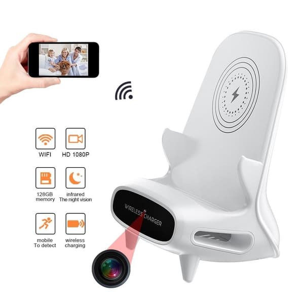 Trådløs lader Skjult kamera Fjernovervåking 1080P HD WiFi sikkerhetskamera
