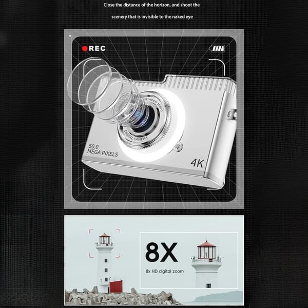 2,4" HD Dual Lens Digital CCD-kamera Videoopptak 8X zoomkamera inkl. 32GB minnekort