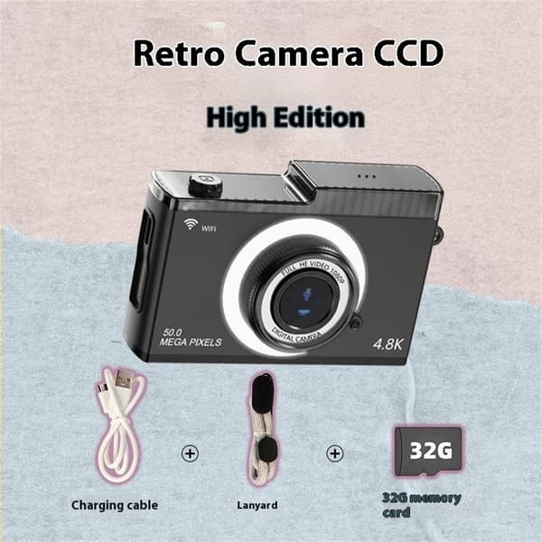 2,4" HD Dual Lens Digital CCD-kamera Videoopptak 8X zoomkamera inkl. 32GB minnekort