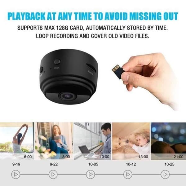 Spionkamera HD 1080P Bärbar Mini WiFi-kamera Hemsäkerhetsövervakning Rörelsedetektering Fjärrvy