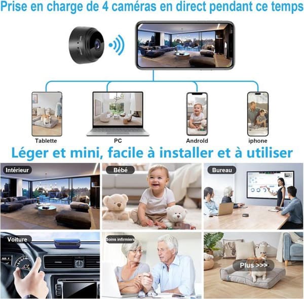 Mini Spy Camera - Odefinierad - 1080P - Wifi - Rörelsedetektering - Svart