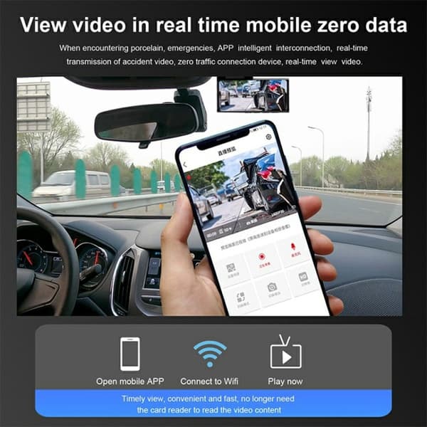 2K Ultra HD WiFi Night Vision For og bag bil Dash Cam med parkeringsmonitor