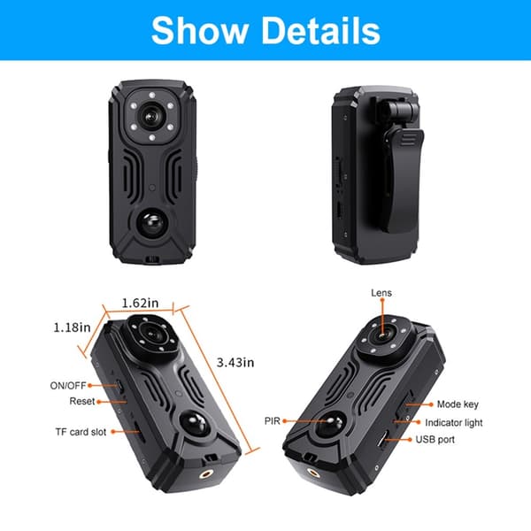 MD37 Videoopptaker 2K Sport Camera Sykkel med IR-CUT AP Hotspot