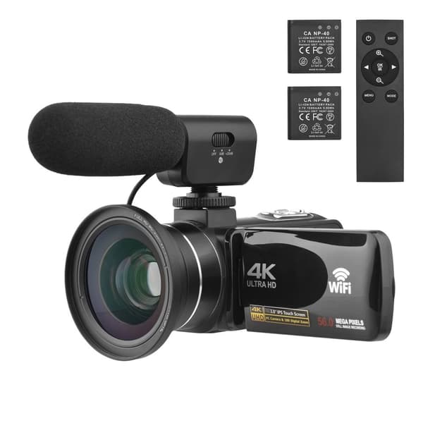 4K Digitalt Videokamera, 18X Zoom, Nattesyn,Sæt 3, Standard