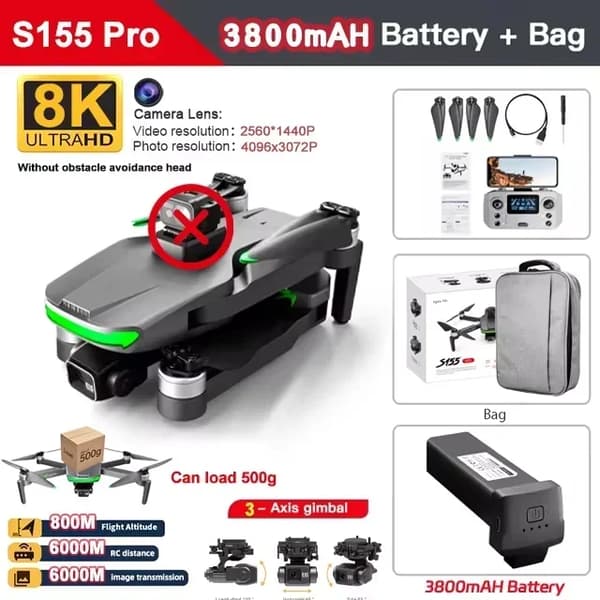 GPS Drone, 8K HD Video, 28 Minutters Flyvetid,S155 Pro-1B