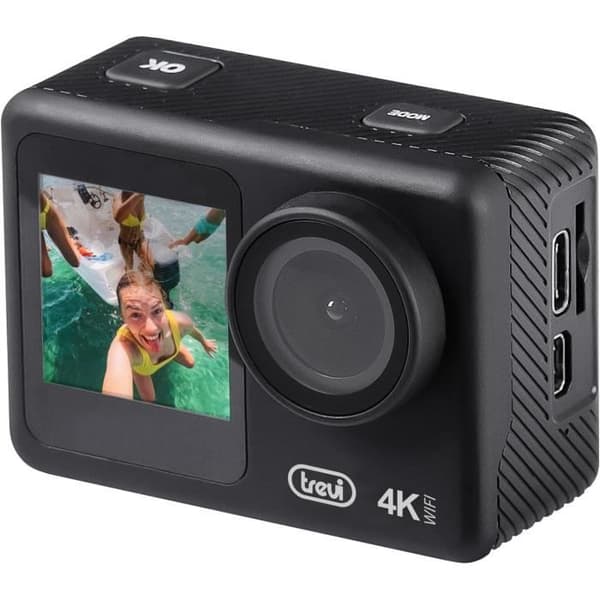 Actionkamera 4K - Trevi - GO 2550 - Vattentät upp till 30 m - Wi-Fi - Dubbel TFT-skärm Svart