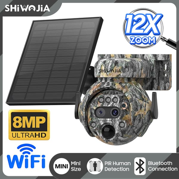 Solenergidriven 8MP-kamera, 12X zoom, dubbla anslutningsalternativ,8MP ZOOM WIFI