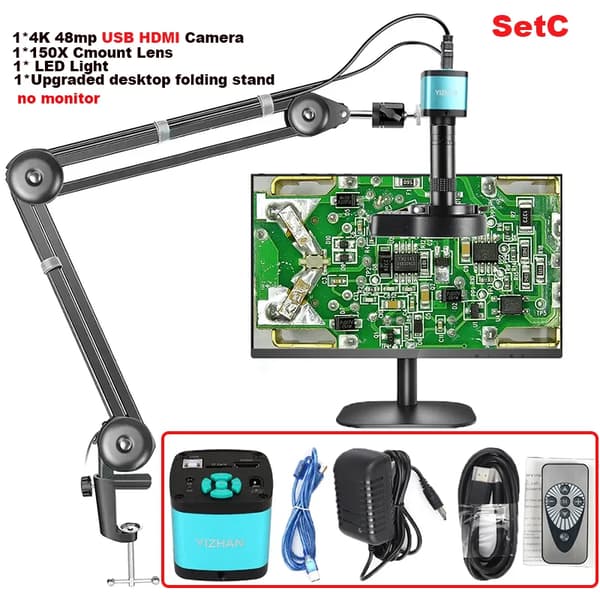 Digitaalinen mikroskooppikamera, 48MP resoluutio, 150X zoomi,Päivitä 48MP SetsC