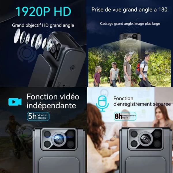 INN Mini kamera trådlös 1080p 12 miljoner pixlar 400mah wifi mörkerseende infraröd design med clip bak med 32 Go minne