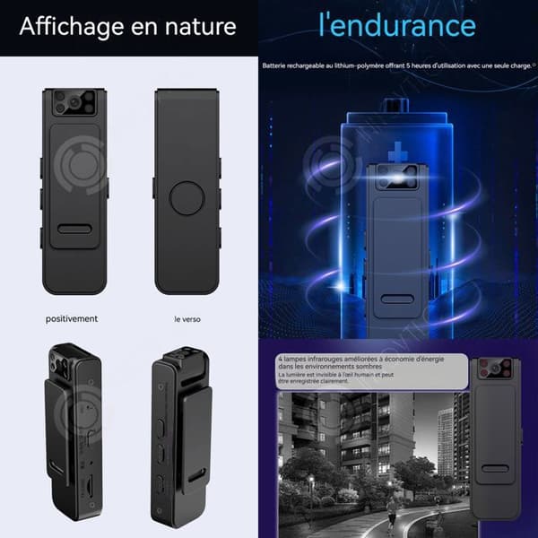 INN Mini kamera trådlös 1080p 12 miljoner pixlar 400mah wifi mörkerseende infraröd design med clip bak med 32 Go minne