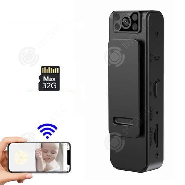 INN Mini kamera trådlös 1080p 12 miljoner pixlar 400mah wifi mörkerseende infraröd design med clip bak med 32 Go minne