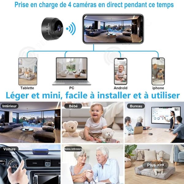 INN Mini inomhuskamera 44x24x44mm wifi HD osynlig trådlös med stöd för mörkerseende ansluten smartphonelagring TF-kort