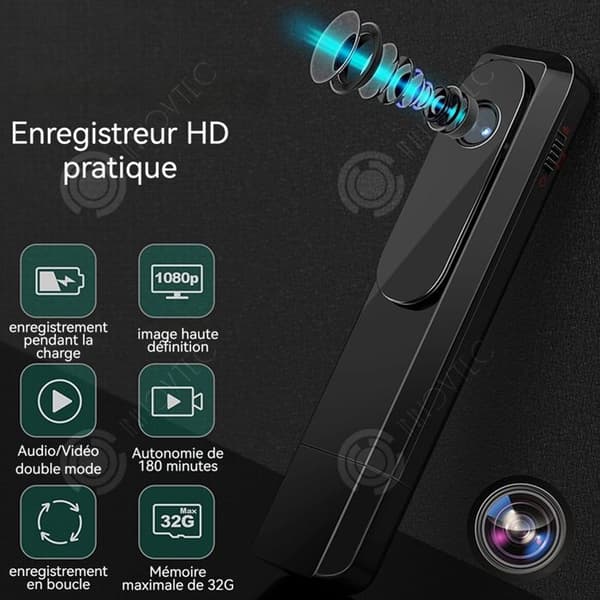 INN Mini kroppskamera 1080p nattvision bärbar med bakklämma mini kroppskamera actionkamera röstinspelare