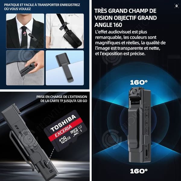 INN Brusreducerande kamera 1080p batteritid 6-8 timmar stöd för infraröd mörkerseende funktion nr