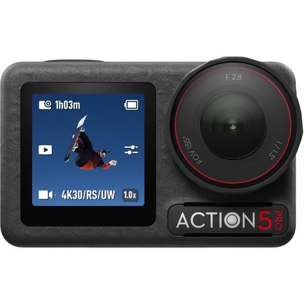 Osmo Action 5 Adventure Combo - DJI - 1/1,3" CMOS - Pekskärm - UHD 4K120, 2,7K120, 1080p240 - 12 Mpx - Bluetooth 5.0 - Wifi Svart