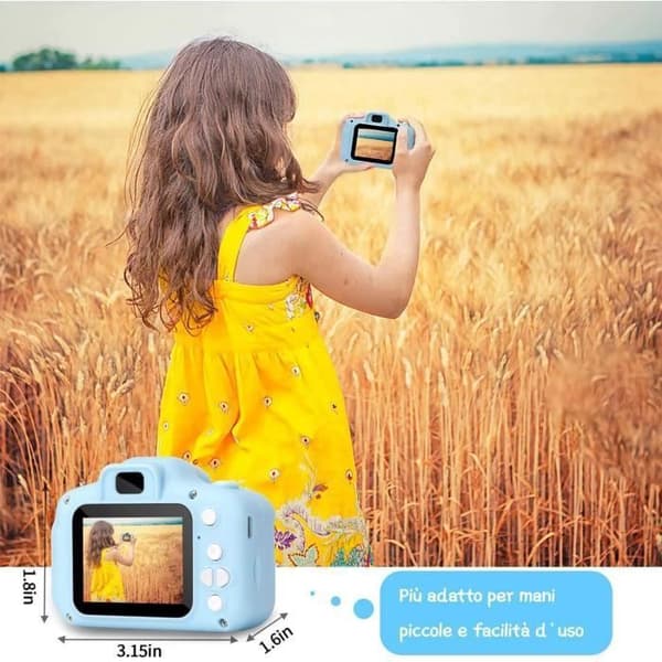 I® barnkamera,elektroniska leksaker 3-8 år pojkar videoinspelning med 16 GB TF-kort Blå födelsedagsjulklappar