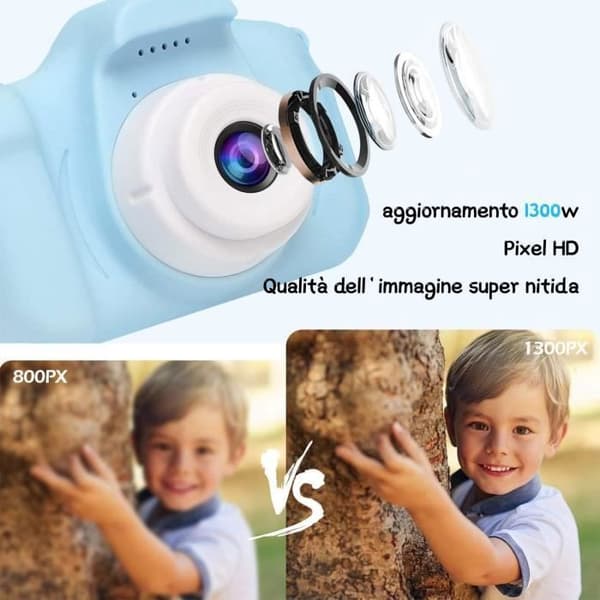 I® barnkamera,elektroniska leksaker 3-8 år pojkar videoinspelning med 16 GB TF-kort Blå födelsedagsjulklappar