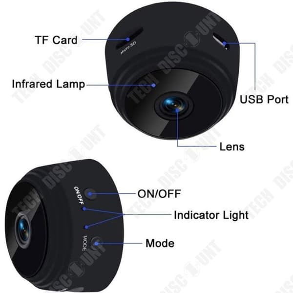 TD Trådlös minikamera Td 2.4gwifi Hd Night Vision Sport Utomhusvideokamera Kroppsburen mobil bildskärm A9-teknik