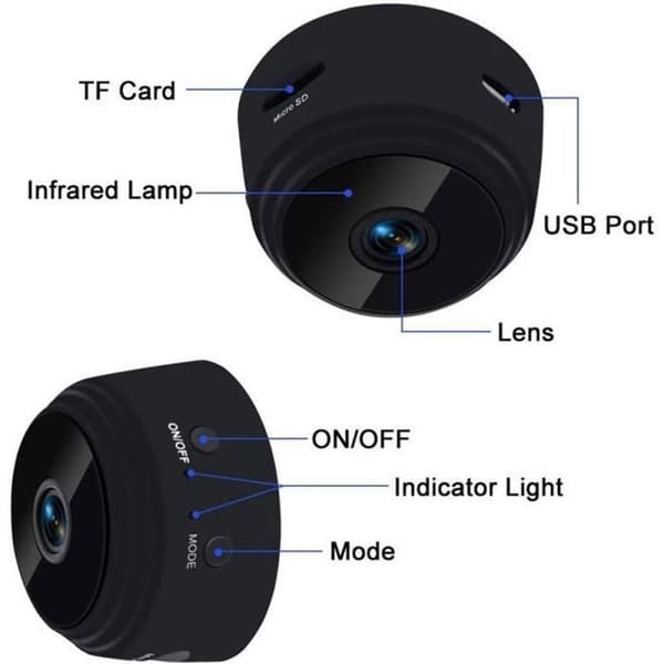 128GB mini trådlös spionkamera, 2,4 GHz WiFi, 1080P HD, Night Vision, Utomhussport, Video, Mobilappssupport