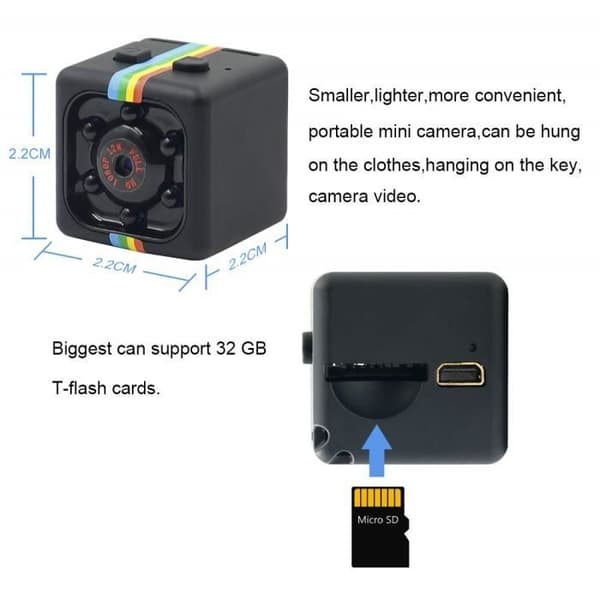 Spionkamera - Ototon - 1080P minikamera - Night Vision - Rörelsedetektering - Bärbar
