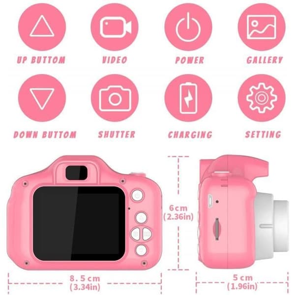Leksaker 3-6 år Flicka Barnkamera 8MP Digitalkamera Barnpresenter Födelsedag Julklappar rosa+16g kort