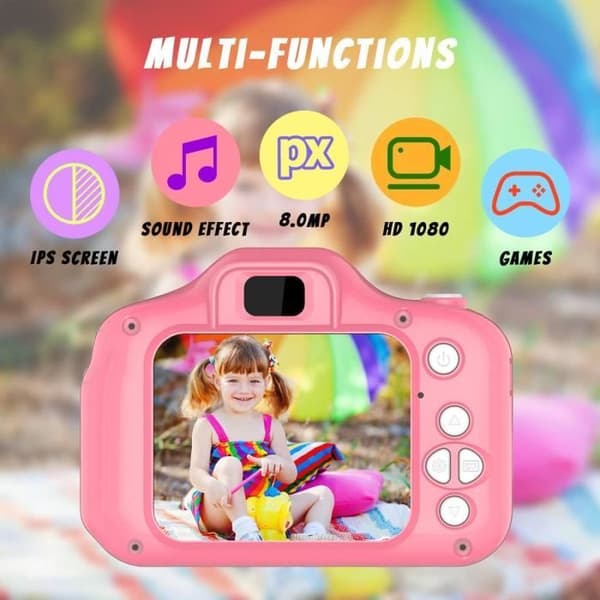 Leksaker 3-6 år Flicka Barnkamera 8MP Digitalkamera Barnpresenter Födelsedag Julklappar rosa+16g kort