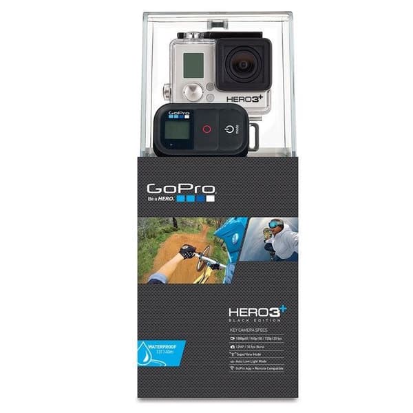 GoPro HERO 3+ Black Adventure 4K - Inbyggt Wi-Fi - 12 megapixlar - Vattentät fodral upp till 40m - Grå- USED