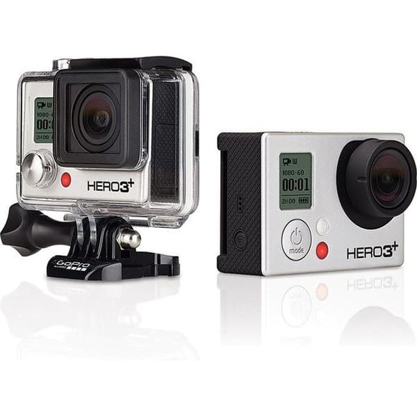 GoPro HERO 3+ Black Adventure 4K - Inbyggt Wi-Fi - 12 megapixlar - Vattentät fodral upp till 40m - Grå- USED Svart, Silver