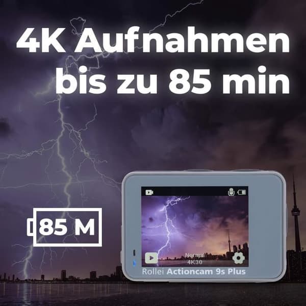 Handkamera - Rollei - Action Cam 9s Plus - 4K 60fps - Elektronisk stabilisering - Vattentät upp till 40m