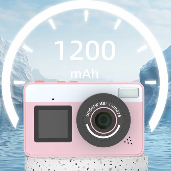 Digitalkamera Doble skjermer vanntett kamera + 32 GB kort + kortleser - rosa