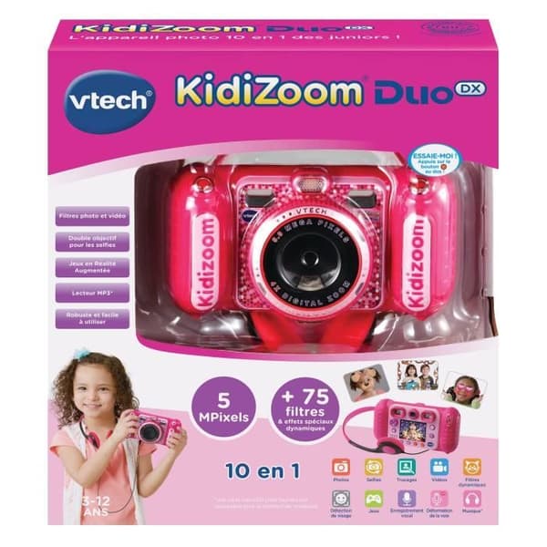 Barnkamera - VTECH - Kidizoom Duo DX Pink - 75 dynamiska filter - 5 augmented reality-spel
