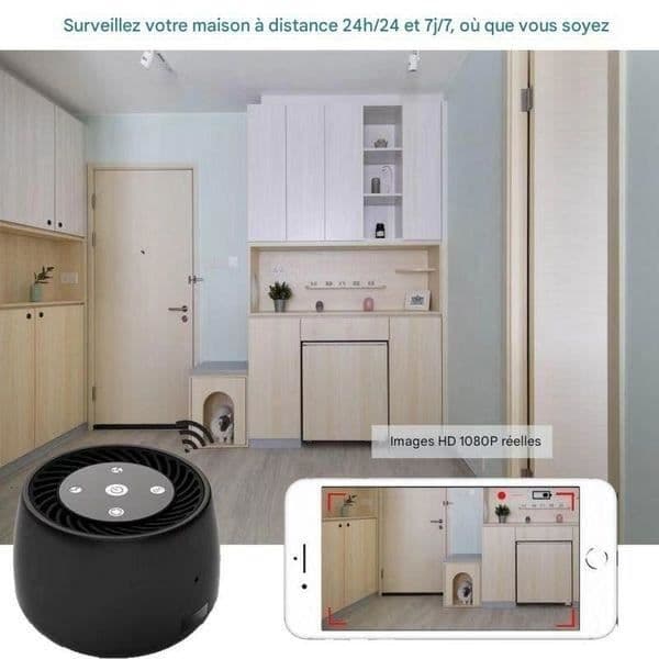 Luftrenare - Spionkamera - Full HD - Wi-Fi - Nattvision - Svart