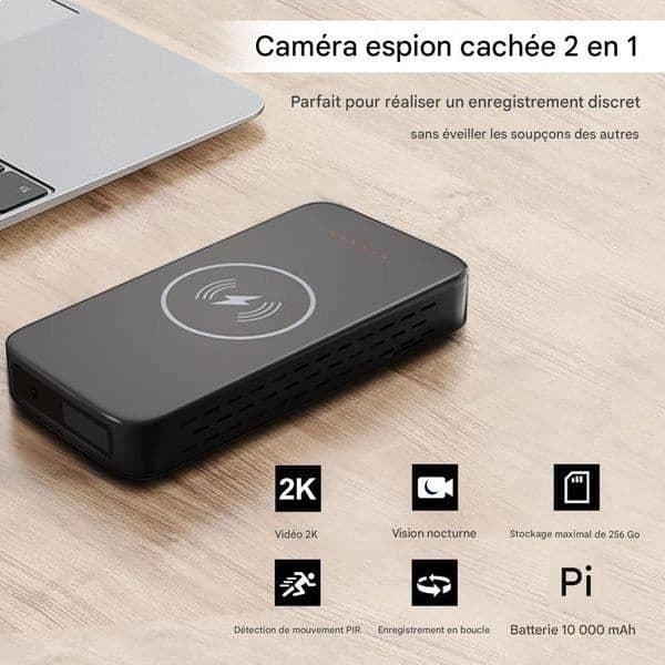 Powerbank - Spionkamera - 2K - 10000mAh - Nattvision - Autonomi 180 dagar