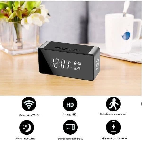 Väckarklocka Spionkamera - Ej specificerat - Ultra HD 4K - Nattvision - WiFi - Fjärrströmning